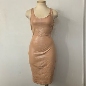 Nude shiny tight dress